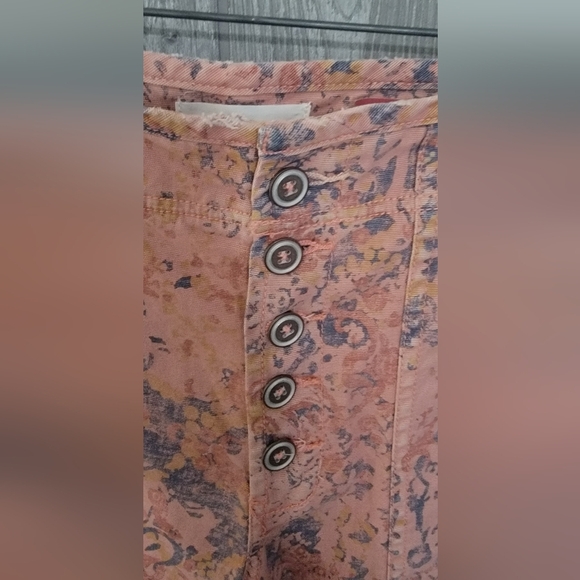 NWOT "The wander" pants by Anthropologie, coral colored with a paisley design. - Picture 4 of 6